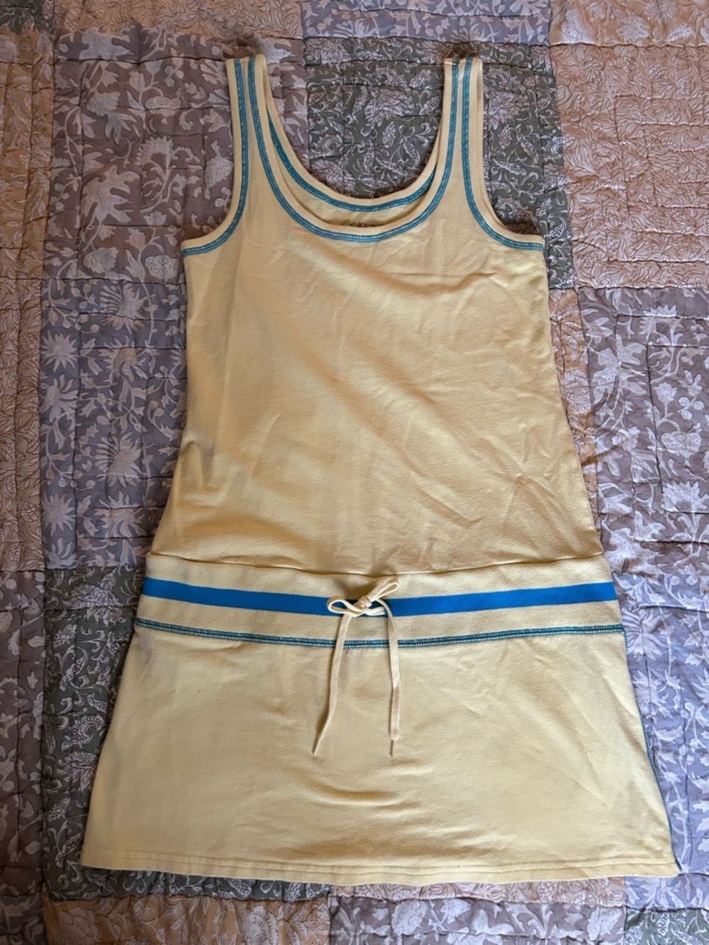 Xhilaration Yellow Tank Mini Dress with Blue Trim